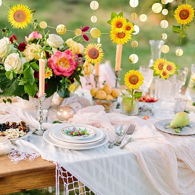 Бумажная гирлянда из подсолнухов&nbsp;HJEW-GA0001-17-1