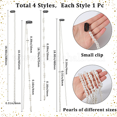 4шт 4 вида пластиковых жемчужин с железными заколками для волос&nbsp;OHAR-GF0001-36-1