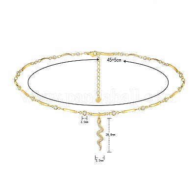 Ожерелья с подвеской из змеиной латуни с микропаве и кубическим цирконием NJEW-PH01396-1