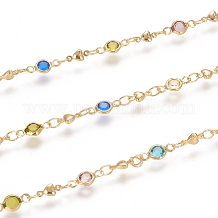 3.28 фут ручной работы из латуни цепочки с сердечками X-CHC-I034-05G-1