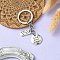 Alloy Keychain, Flat Round & Rectangle with Word, Antique Silver & Platinum, 7.4cm