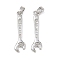 Brass Micro Pave Clear Cubic Zirconia Pendants, Wrench Charms, Platinum, 26x7x2mm, Hole: 4.5x2.5mm
