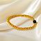 304 Stainless Steel Round Beaded Bracelets for Women, with Natural Black Onyx, Golden, 6-1/2 inch(16.5cm)