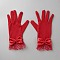 Bowknot Polyester Gauze Gloves, for Wedding Bride Supplies, Red, 250x125x9.5mm