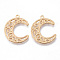 Brass Pendants, Nickel Free, Hollow Moon, Golden, 24x20x1mm, Hole: 1.6mm