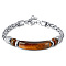 Dyed Natural Tiger Eye Curved Rectangle Link Bracelet, Orange