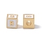 Rack Plating Brass Enamel Beads, Cadmium Free & Nickel Free & Lead Free, Real 18K Gold Plated, Cube with Letter, WhiteSmoke, Letter.B, 6x6x6mm, Hole: 2.5mm