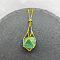 Natural Green Aventurine Nuggets Macrame Pouch Pendant 201 Stainless Steel Chain Necklaces, Real 18K Gold Plated, 23.62 inch(60cm)