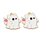 Halloween Alloy Enamel Pendants, Golden, Ghost, 21.5x20.5x1mm, Hole: 1.6mm