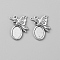 Tibetan Style Alloy Pendant Cabochon Settings, Butterfly, Antique Silver, Tray: 14x10mm, 28x24x2mm, Hole: 1.6mm