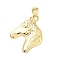 Brass Pendants, Horse Charms, Long-Lasting Plated, Cadmium Free & Lead Free, Real 18K Gold Plated, 23x18.5x2.5mm, Hole: 5x4mm