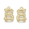 Alloy Pendants, Cadmium Free & Nickel Free & Lead Free, Bamboo Initial Letter, Real 18K Gold Plated, Letter.B, B:16.5x11x3mm, Hole: 1.5mm