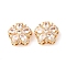 Brass Micro Pave Cubic Zirconia Beads, with Glass, Flower, Nickel Free, Real 18K Gold Plated, Clear, 16.5x7.5mm, Hole: 1.4mm