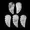 Natural Quartz Crystal Pendants, Rock Crystal Wing Charms, 43~43.5x20~20.5x18~18.5mm, Hole: 1.5mm