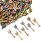 Printed Wood Pendants, Arrow Charm, Random Pattern, Colorful, 44x12x2mm, Hole: 1mm