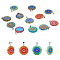 Handmade Millefiori Lampwork Pendants, with 304 Stainless Steel Findings, Flat Round, Stainless Steel Color, Mixed Color, 23x20x3~3.5mm, Hole: 2.5x5mm