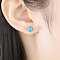 Fashionable S925 Sterling Silver Inlaid Opal Stud Earrings, Flat Round, Silver, 6mm