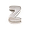 Brass Beads, Long-Lasting Plated, Rack Plating, Lead Free & Cadmium Free, Platinum, Letter Z, 14x10x5mm, Hole: 11x3mm