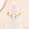 Brass Micro Pave Cubic Zirconia Finger Rings for Women, Long-Lasting Plated, Rack Plating, Real 18K Gold Plated, 6.5x7mm, Adjustable