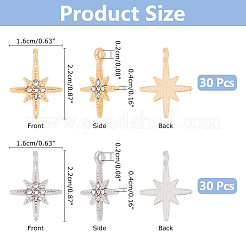 60шт 2 цвета подвески из сплава со стразами&nbsp;ALRI-DC0001-10