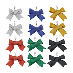 12 шт. 6-х цветный полиэстеровый бант-подвеска&nbsp;HJEW-PH01954
