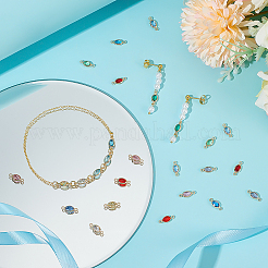 36 шт. 12-цветные латунные подвески-подвески с граненым стеклом и овальным креплением&nbsp;FIND-PH0028-73