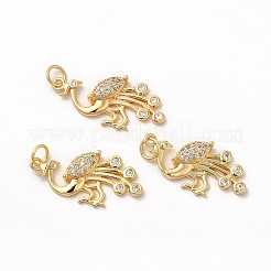 Подвески в виде птиц из латуни с микропаве из кубического циркония&nbsp;ZIRC-K089-10G