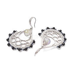 Серьги-подвески из натурального черного оникса в стиле бохо&nbsp;EJEW-MZ00301