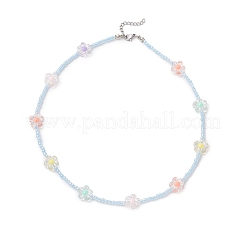 Ожерелья из акриловых и стеклянных бусин в виде цветов для женщин&nbsp;NJEW-JN05291-03