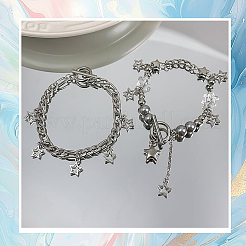 5шт 5 стиля сплава многорядные браслеты для женщин&nbsp;BJEW-SC0001-58