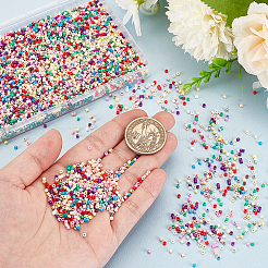 12 пакетик 12-х цветных непрозрачных стеклянных круглых бусин&nbsp;GLAA-PH0003-32