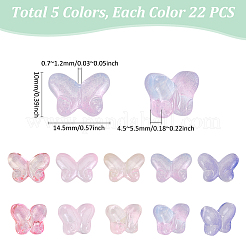 110 шт. 5-цветные градиентные прозрачные стеклянные бусины&nbsp;GLAA-GA0002-22