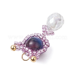 Подвески в форме кошки из натуральных смешанных драгоценных камней и стеклянных бусин ручной работы&nbsp;PALLOY-MZ00488