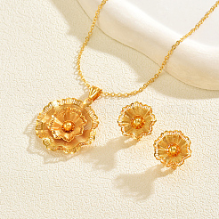 Комплекты из винтажных латунных серег-гвоздиков и ожерелий с подвесками в виде цветов для женщин&nbsp;ZA3749