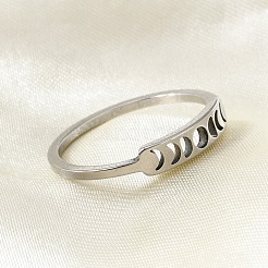 Кольцо с фазами Луны из нержавеющей стали 201 для женщин&nbsp;RJEW-A006-04P-1