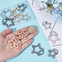 4 шт. 3 цвета 2 стиля сплава пружинные затворные кольца&nbsp;FIND-UN0007-74B