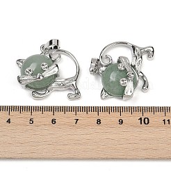 Кулоны с котенком из авантюрина из натурального зеленого авантюрина&nbsp;G-J386-C17-21