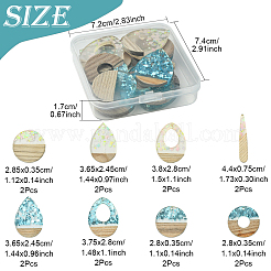 16шт 8 стиля подвески из прозрачной смолы и белого дерева&nbsp;RESI-FS0001-82