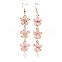 3 пара двухцветных сережек-цветков из цинкового сплава с эмалью&nbsp;EJEW-JE06462