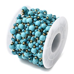 Бусины из синтетической бирюзы ручной работы и круглые звенья из нержавеющей стали 316&nbsp;CHS-L033-11G