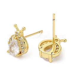 Серьги-кольца с треугольными подвесками в виде пчелы-стойки с фианитами&nbsp;EJEW-D061-27G