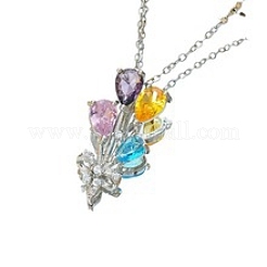 Латунные цветные кубические циркониевые ожерелья с подвесками в виде цветка&nbsp;FS-WG69036-02