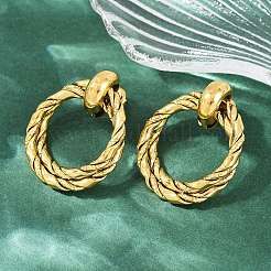 Серьги-гвоздики с витым кольцом из нержавеющей стали 304&nbsp;EJEW-K268-26G