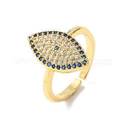 Латунные микропаве кубические цирконии манжеты открытые кольца для женщин&nbsp;RJEW-K264-09B-G