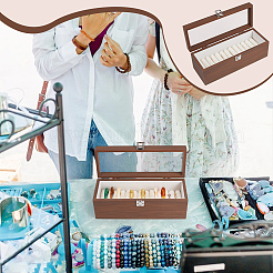 Витрины-органайзеры для браслетов из черного орехового дерева с бархатной подкладкой и прозрачным окошком в крышке&nbsp;BDIS-WH0011-05