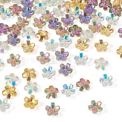 100 шт. 5-цветные прозрачные гальванические стеклянные колпачки для бусин&nbsp;EGLA-TA0013-10