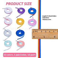 10 пара двухцветных трехцветных мозаичных шнурков цвета макарон из полиэстера&nbsp;FIND-FH0011-99