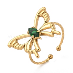 Кольца-манжеты из нержавеющей стали 304 с микропаве из кубического циркония&nbsp;RJEW-D310-04G