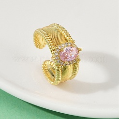 Открытые манжеты из латуни с микропаве и цирконием для женщин&nbsp;RJEW-U059-01G-01