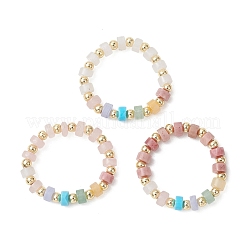 3 шт. дискообразная бусина с драгоценным камнем и латунные кольца на палец&nbsp;RJEW-JR00985-03